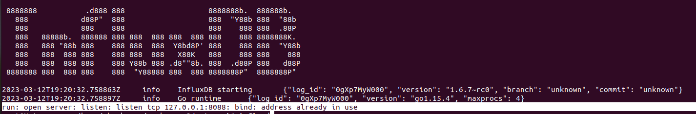 influxdb bind: address already in use